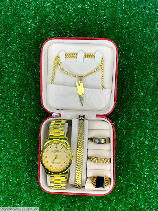 Luxury Gold Watch & Jewelry Gift Set – 6 Pcs